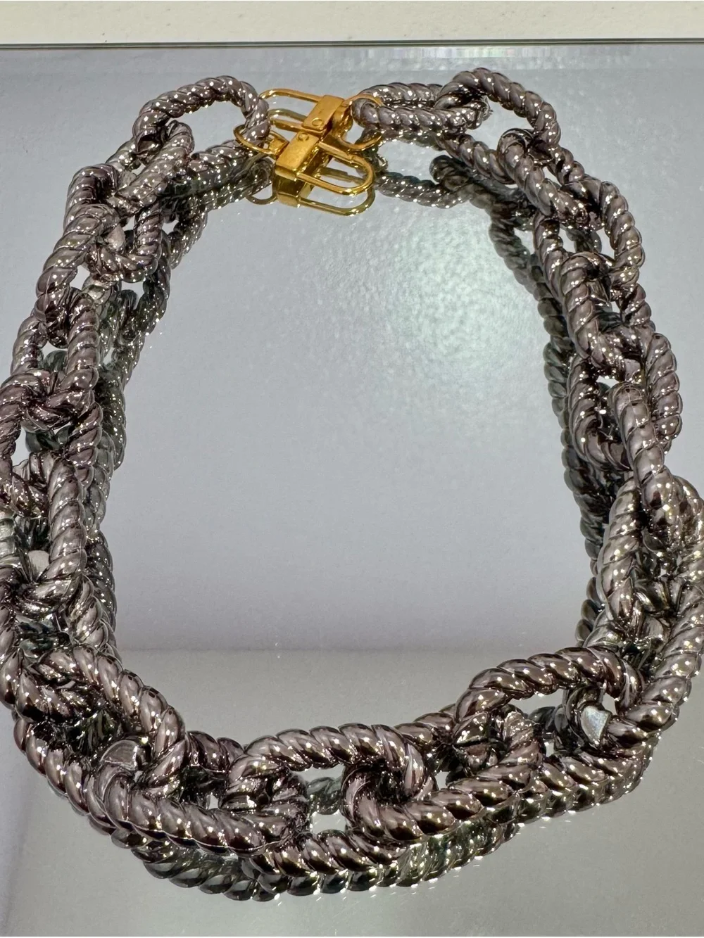 New Braided Gunmetal Bag Chain 18 inches with gold hardware (can be changed)